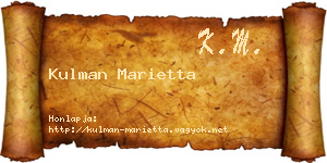 Kulman Marietta névjegykártya